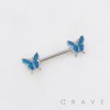 SPARKLING BUTTERFLY GLITTER CHARM NIPPLE RING 316L SURGICAL STEEL